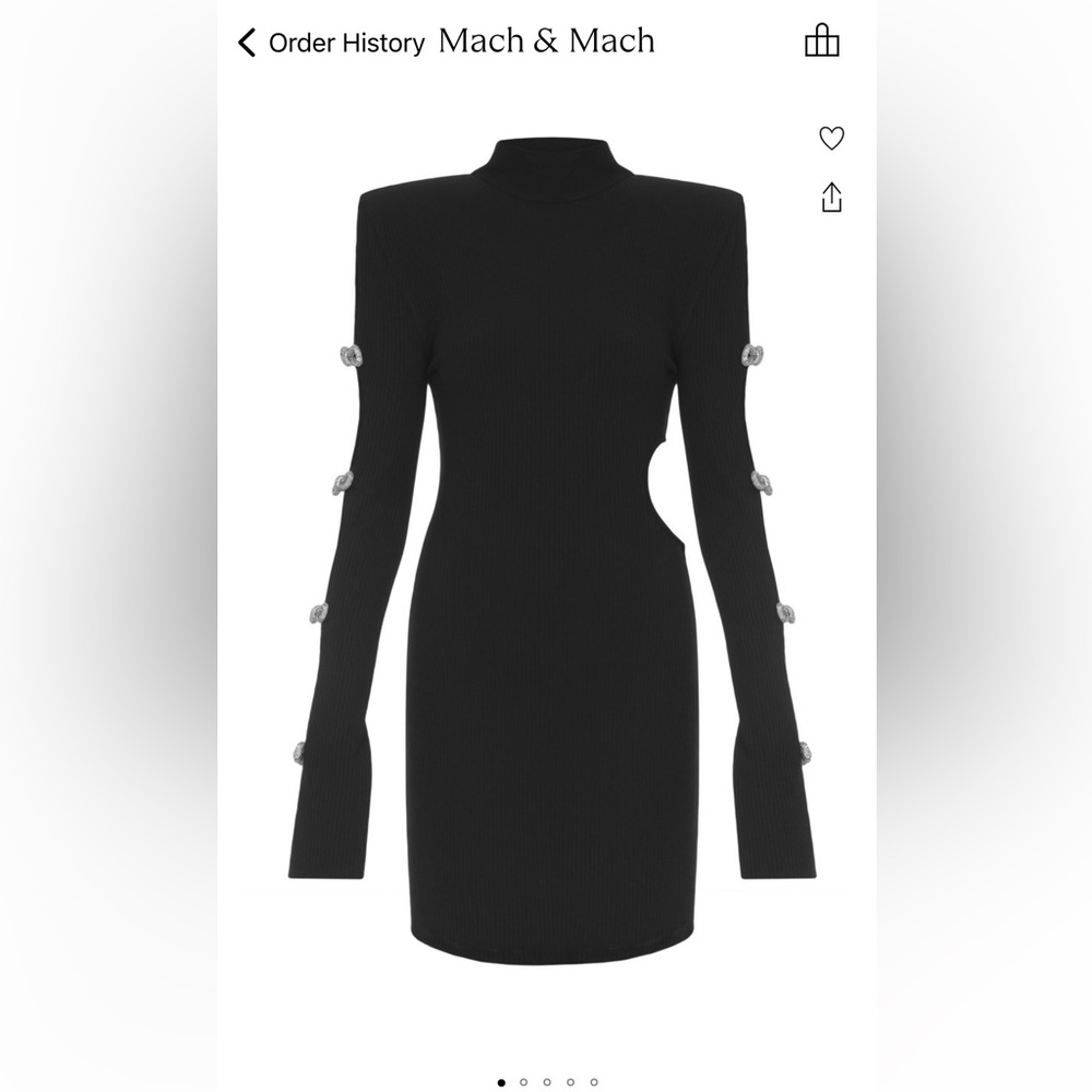 MACH & MACH Crystal-Embellished Cutout Ribbed-Knit Mini Dress
